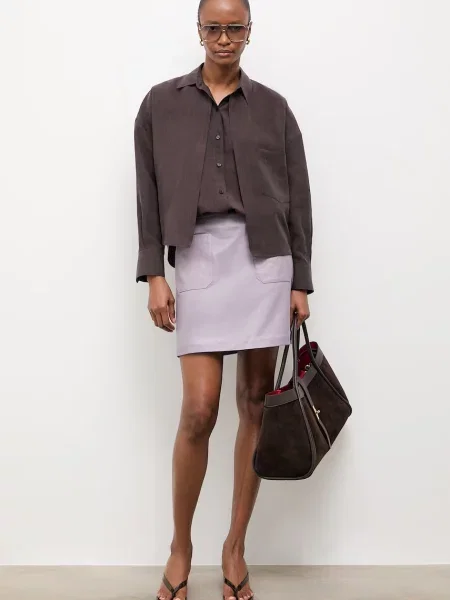 Answear.LAB fustă din piele ANNA Unscripted Collection violet