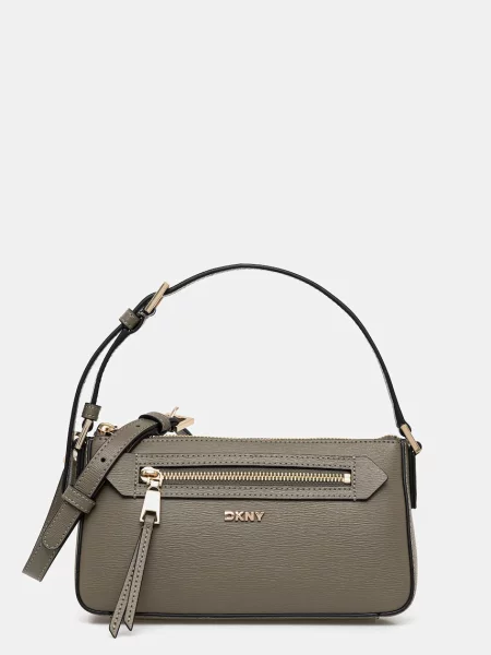 Кожена чанта Dkny зелено