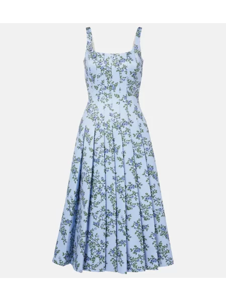 Midi obleka Emilia Wickstead s cvetličnim vzorcem modra