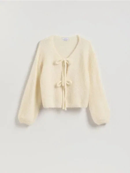 Reserved Cardigan cu adaos de lână de alpaca crem