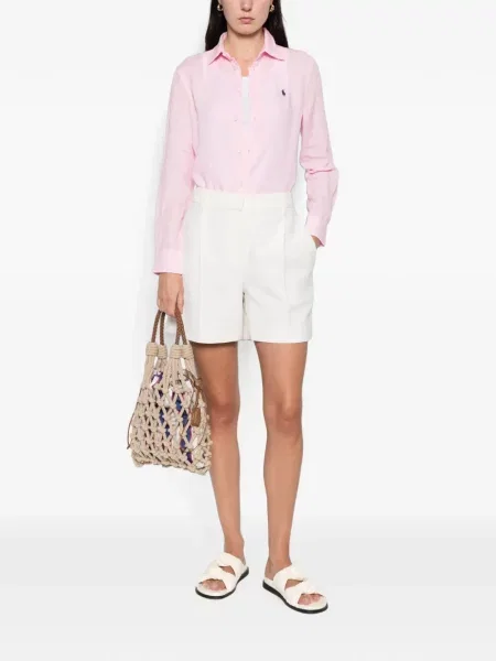 Λινό ριγέ polo Polo Ralph Lauren με κέντημα πράσινο