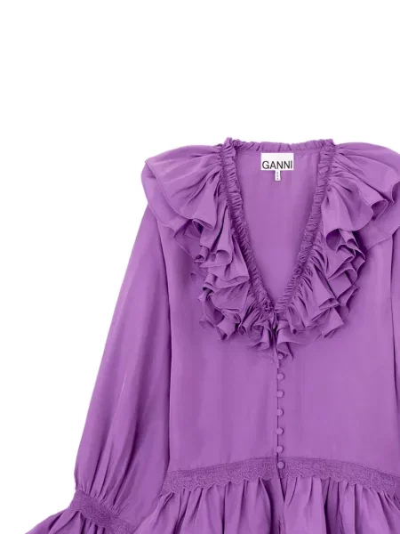 Bluză Ganni de mătase violet