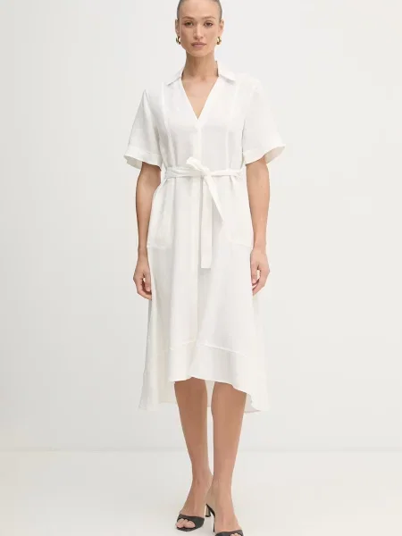 Marella sukienka letnia z lnem Emme by Marella beżowa