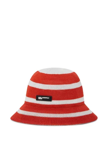 Pălărie bucket Karl Lagerfeld Jeans cu dungi tricotate roșu