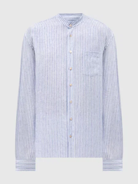 Лляна смугаста сорочка Agnona блакитна