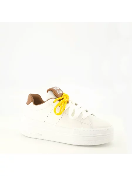 Sneakersy Miu Miu skórzane białe