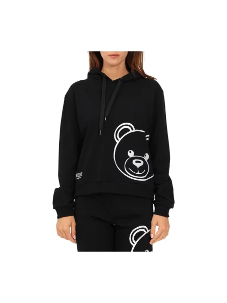 Bluza z kapturem Moschino z kapturem z logo czarna