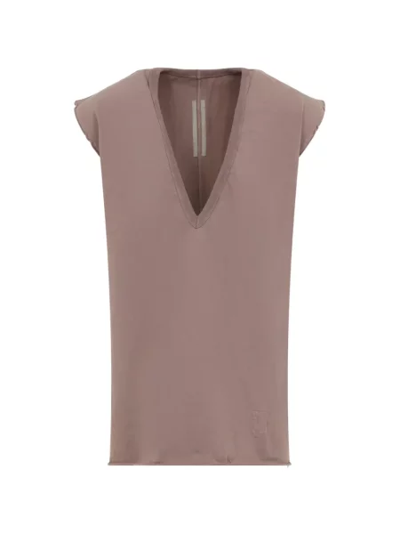 Tricou Rick Owens Drkshdw fără mâneci cu decolteu în V maro