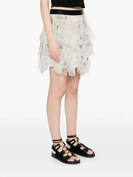 Mini fusta mini Max Mara cu volane mini gri