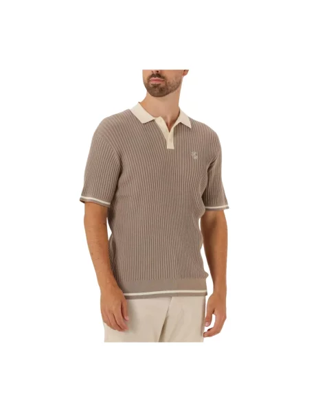 Dzianinowa koszulka polo Filling Pieces beżowa