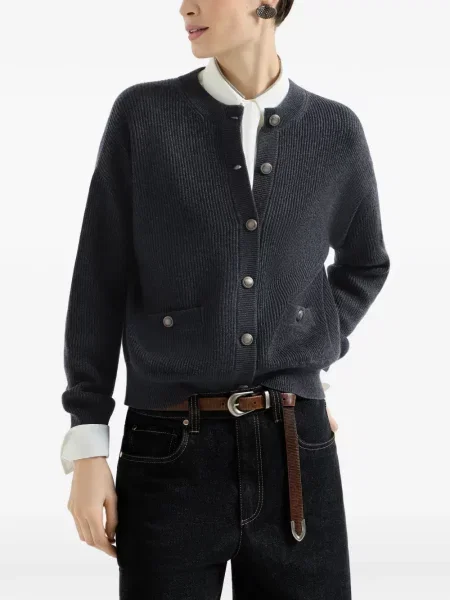 Cardigan Brunello Cucinelli din cașmir albastru