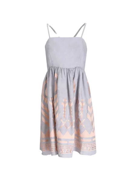 Rochie Greek Archaic Kori cu broderie cu bretele gri
