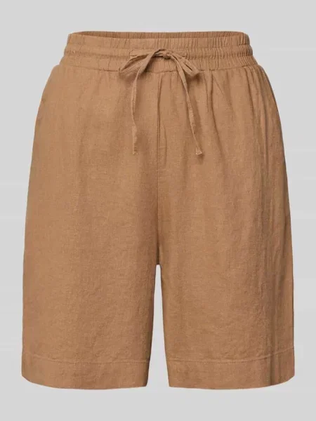 Bermudy lniane o kroju relaxed fit z tunelem model ‘Lava’ Free/quent