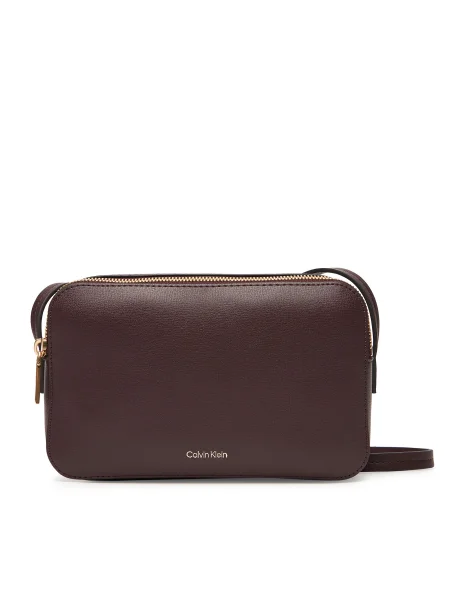 Calvin Klein Geantă Foil Logo Elongated Camera Bag Vișiniu maro