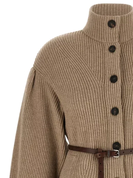 Cu centură cardigan Brunello Cucinelli de lână