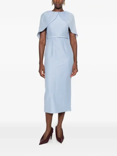 Cu centură rochie midi Roland Mouret albastru