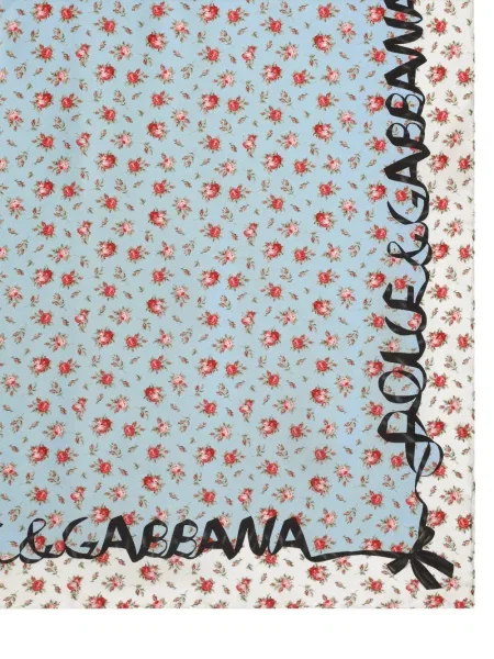 Fular Dolce & Gabbana cu model floral cu imagine albastru