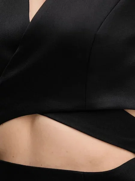 Rochie maxi Sandro Ferrone cu decolteu în V de costum negru