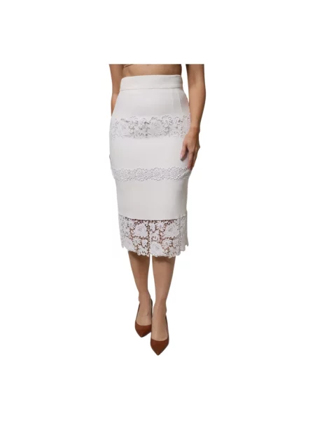 Spódnica Dolce And Gabbana w kwiatki koronkowa biała