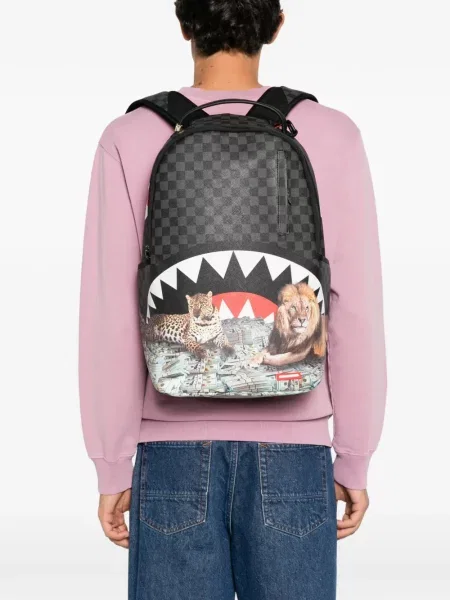 Rucsac Sprayground în carouri cu imagine negru