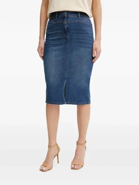 Fustă din denim Morgan albastru