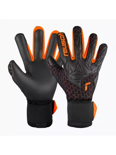 Rękawice bramkarskie Reusch Attrakt Gold X Airvent black/shocking orange czarne