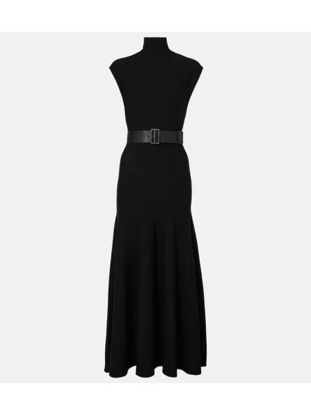 Rochie maxi Alaïa de lână de costum negru
