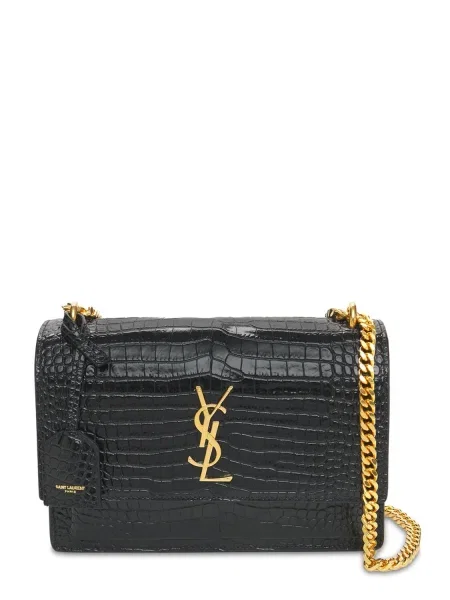 Kožená kožená taška Saint Laurent čierna