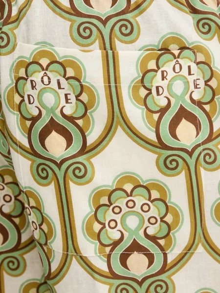 Drôle de Monsieur férfi lenvászon rövidnadrág Short Tapisserie Florale Lin zöld