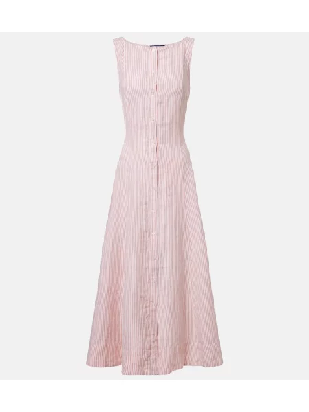 Rochie midi Polo Ralph Lauren de in cu dungi roz
