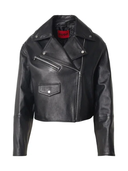 Usnjena jakna HUGO črna