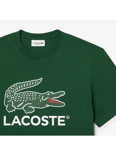Lacoste Koszulka O Regularnym Kroju Z Dekoltem W Serek zielony