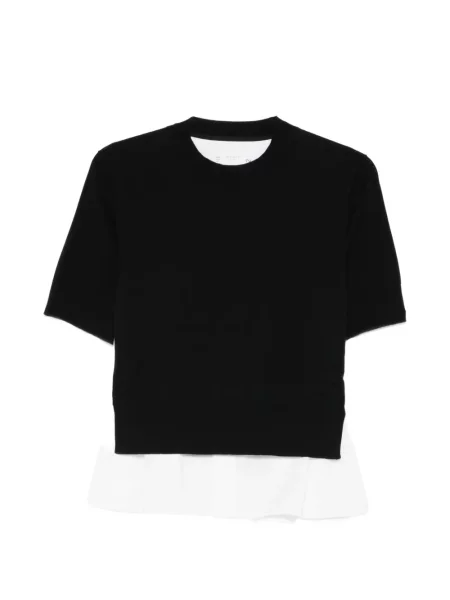 Top Sacai cu volane negru