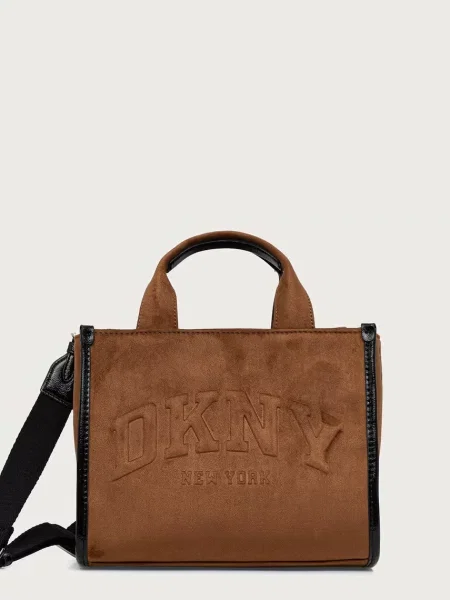 DKNY geantă pentru femei cu imitație de piele întoarsă maro