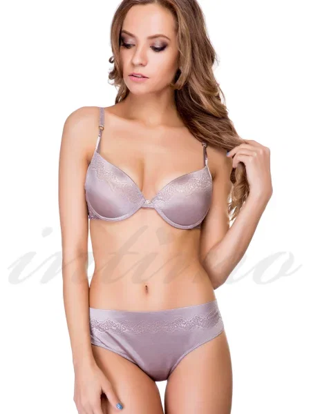 Комплект белья: бюстгальтер push-up и трусики бразилиана сірі