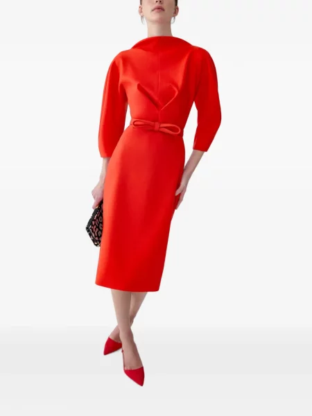 Rochie midi Carolina Herrera cu funde drapată roșu