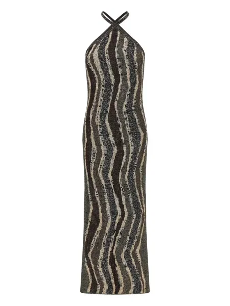 Rochie maxi Missoni cu gât halter de costum maro