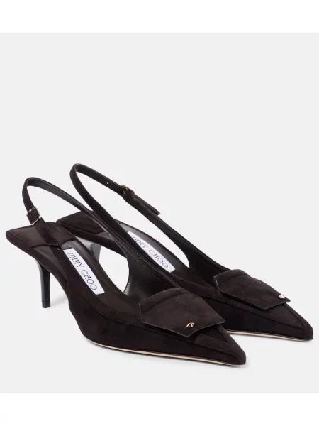 Pantofi cu toc Jimmy Choo din piele de căprioară slingback maro