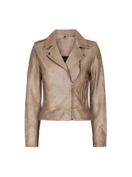 Kurtka skórzana Notyz biker beżowa