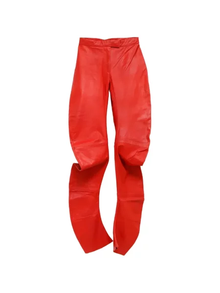 Pantaloni The Frankie Shop din piele roșu