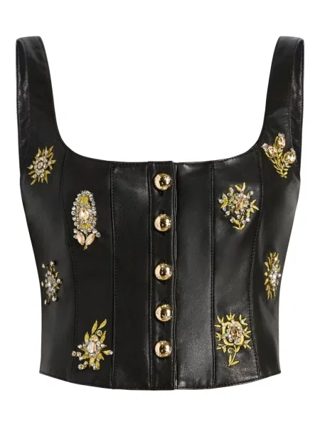 Bluzka Cinq A Sept skórzana czarna