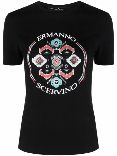 Tricou Ermanno Scervino cu imagine cu imprimeu abstract negru