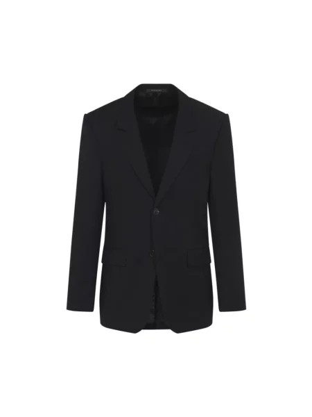 Lniana marynarka Balenciaga dwurzędowa czarna