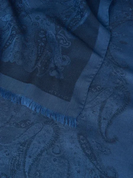Fular Etro cu model paisley din jacard albastru