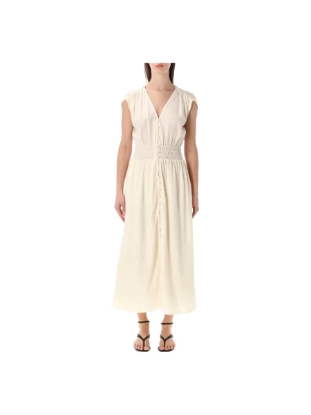 Sukienka midi Sessun do kolan garniturowa beżowa