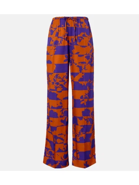 Pantaloni Dries Van Noten cu imagine portocaliu