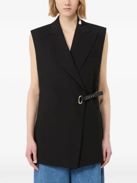 Cu centură sacou Sportmax fără mâneci negru