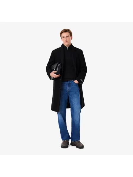 Lacoste Sweter Z Wełny Karbowanej Z Zamkiem Błyskawicznym czarny