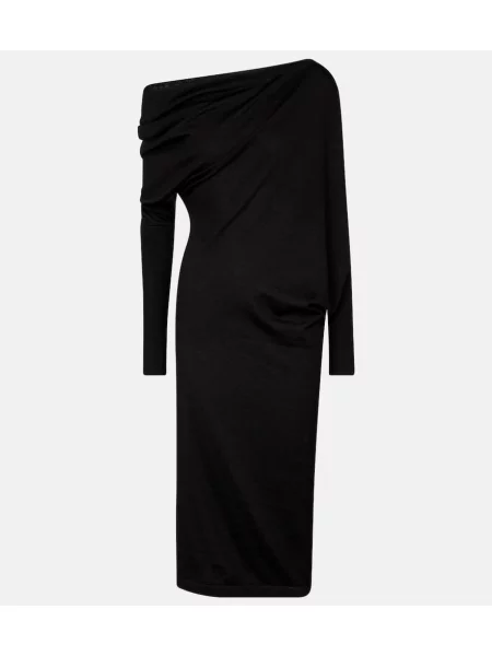 Jedwabna sukienka midi Tom Ford do kolan garniturowa czarna