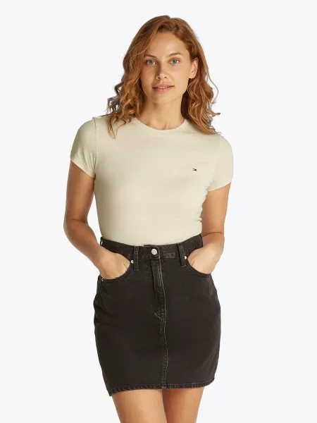 Tommy Jeans Majica Slim Fit bež